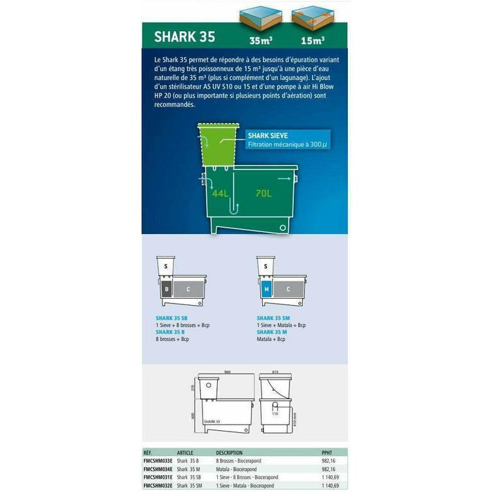 Shark 35 - Filtre multi-chambre pour bassin jusque 15m³ - Pompage/Grav —  FOUDEBASSIN.COM